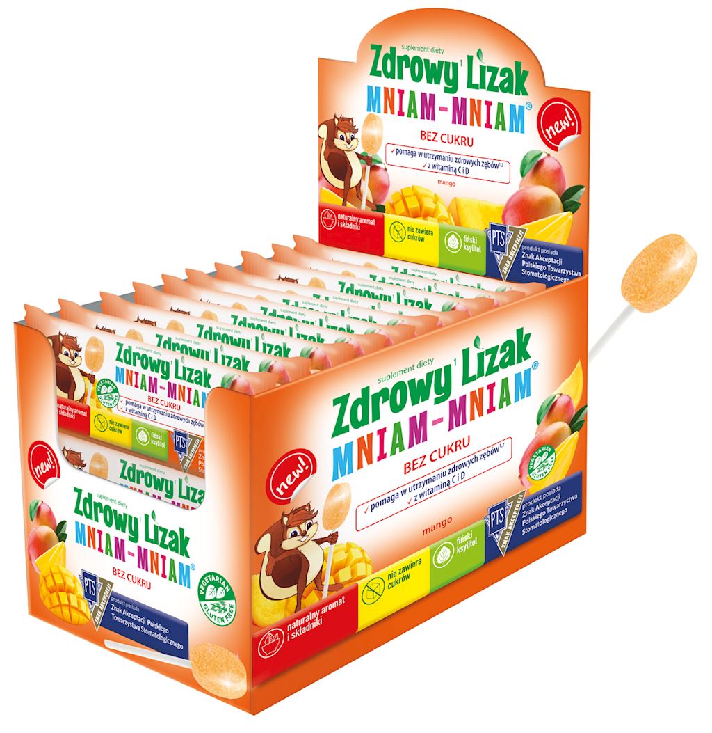 LIZAK O SMAKU MANGO Z WITAMINĄ D I C BEZ CUKRU BEZGLUTENOWY 6 g...