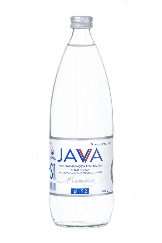 NATURALNA WODA MINERALNA ALKALICZNA NIEGAZOWANA 860 ml (SZKŁO) - JAVA