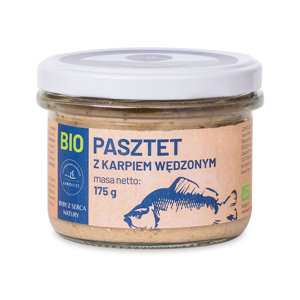 PASZTET Z KARPIEM WĘDZONYM BIO 175 g (SŁOIK) - GOSPODARSTWO RYBACKIE...