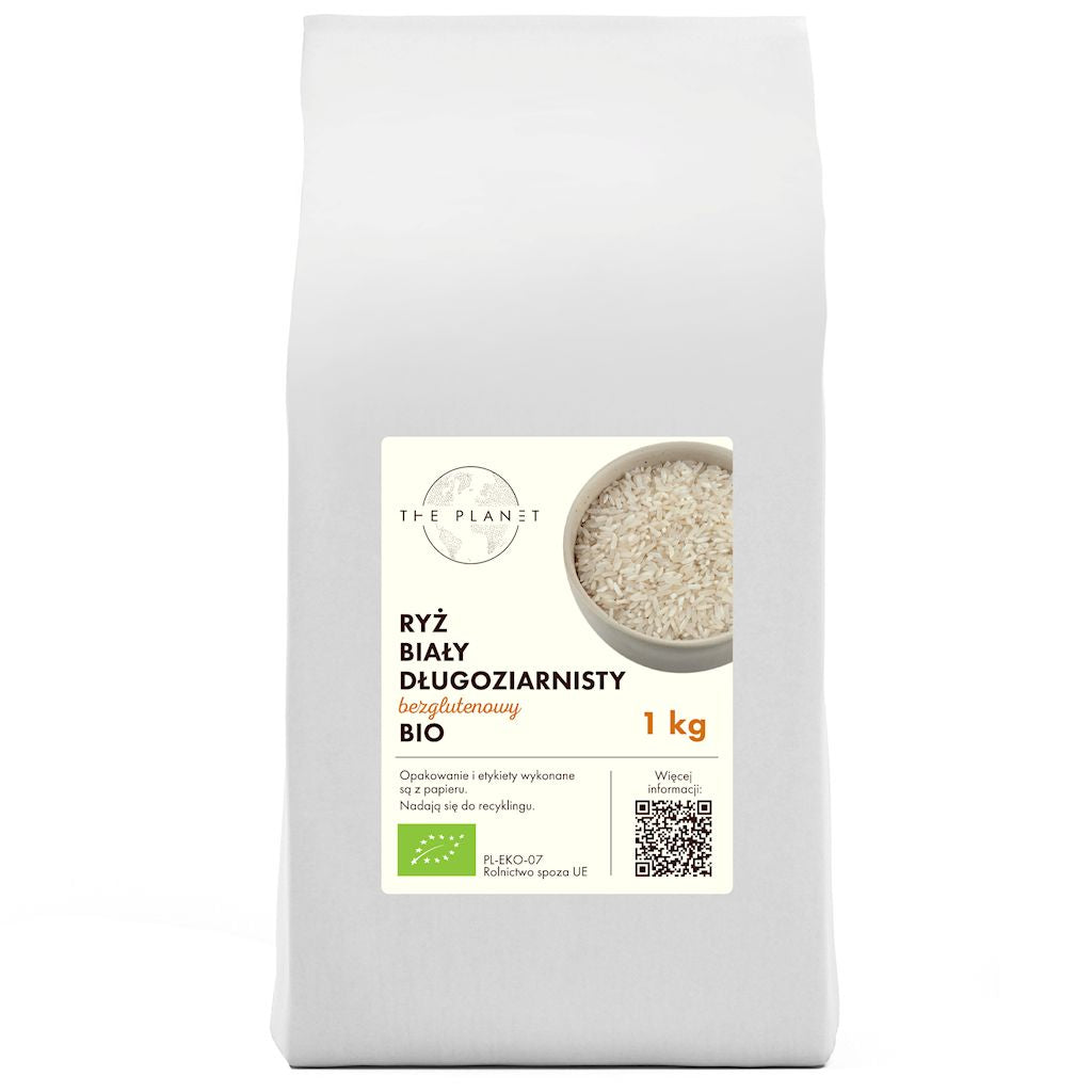RYŻ BIAŁY DŁUGOZIARNISTY BEZGLUTENOWY BIO 1 kg - THE PLANET