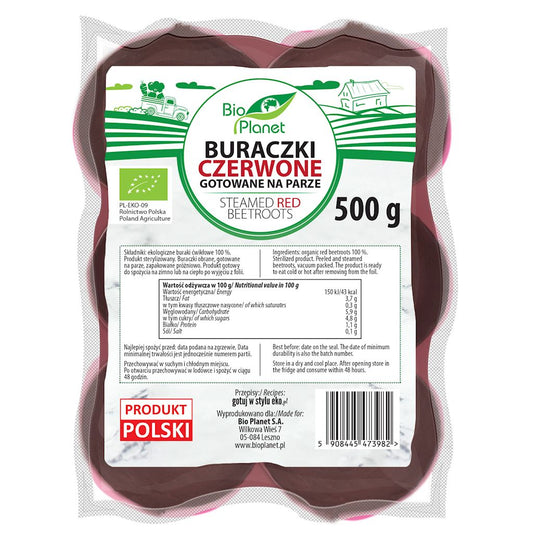 BURACZKI CZERWONE GOTOWANE NA PARZE BIO (POLSKA) (około 0,50 kg)