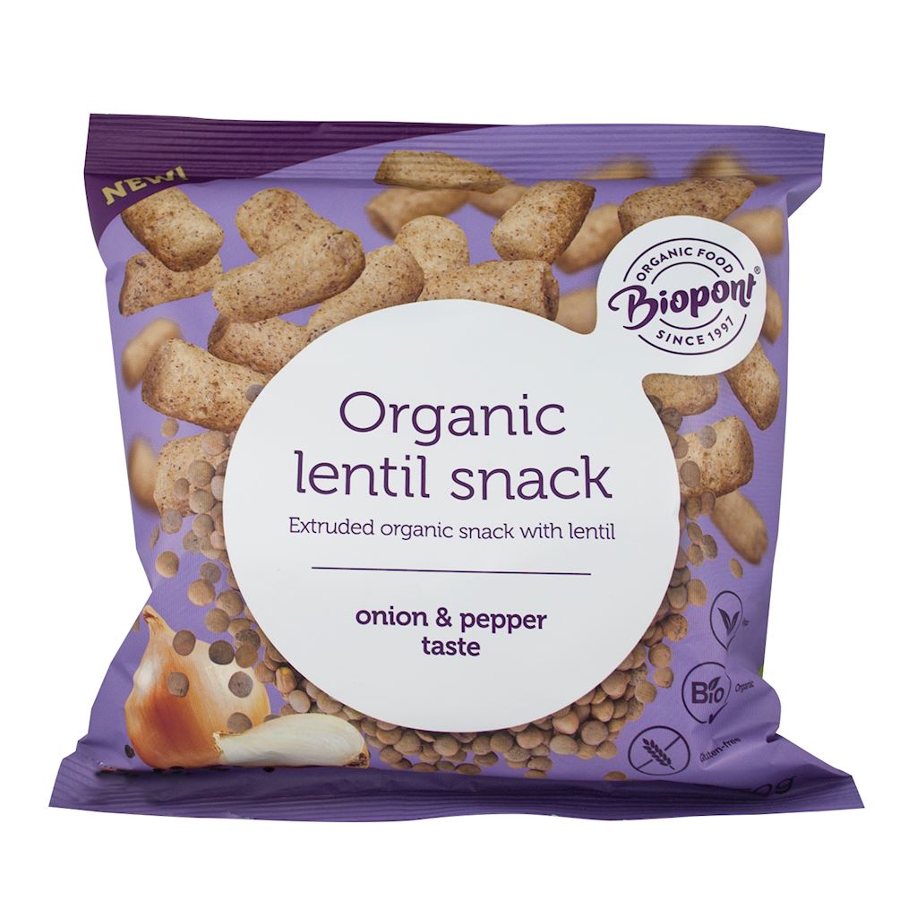 CHRUPKI Z SOCZEWICY Z CEBULĄ I CZARNYM PIEPRZEM BEZGLUTENOWE BIO 60 g...