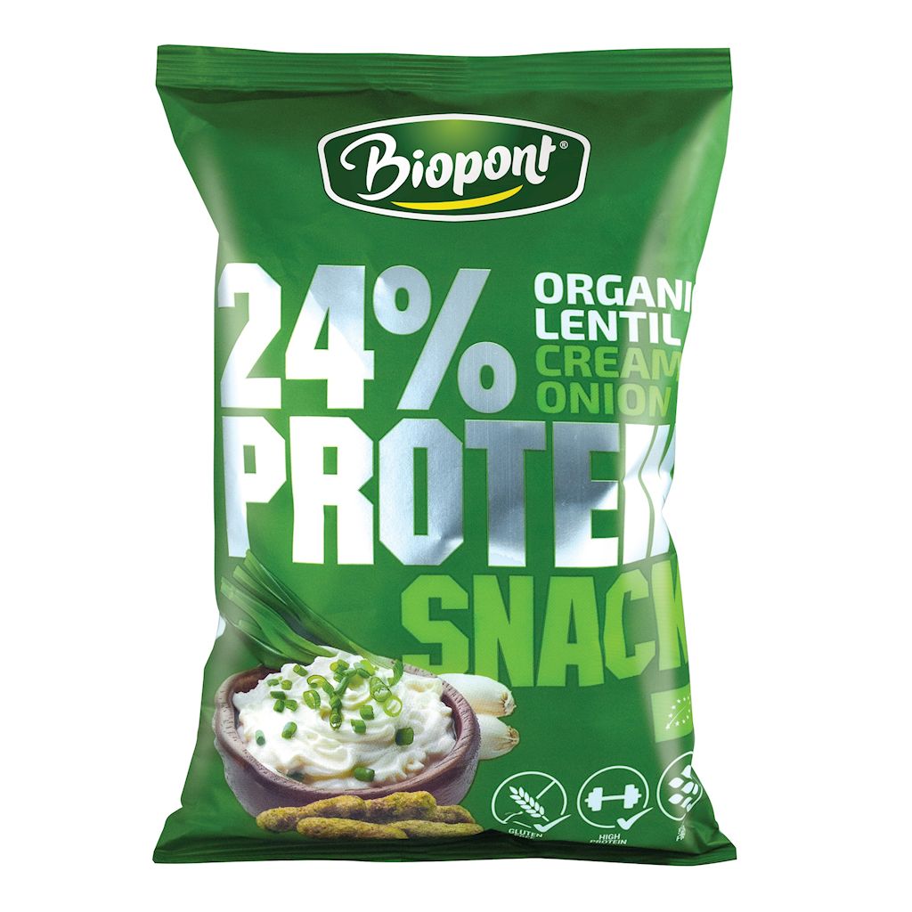 CHRUPKI PROTEINOWE O SMAKU ŚMIETANKI Z CEBULĄ BEZGLUTENOWE BIO 50 g...