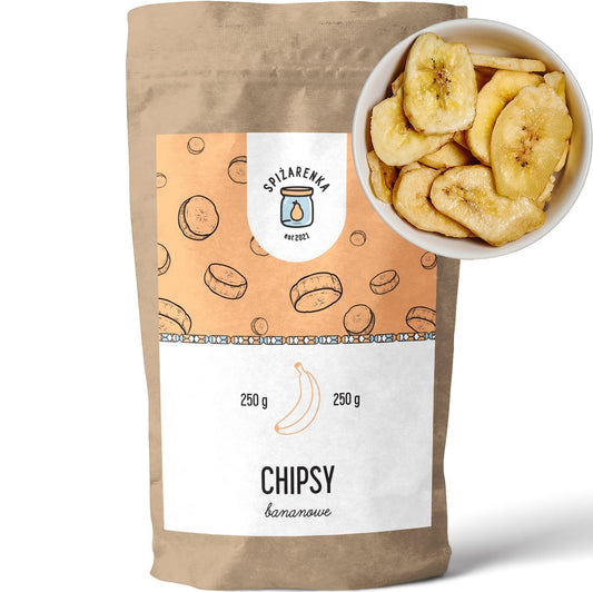 CHIPSY BANANOWE chrupiące SUSZONE BANANY 250g DUŻA PACZKA