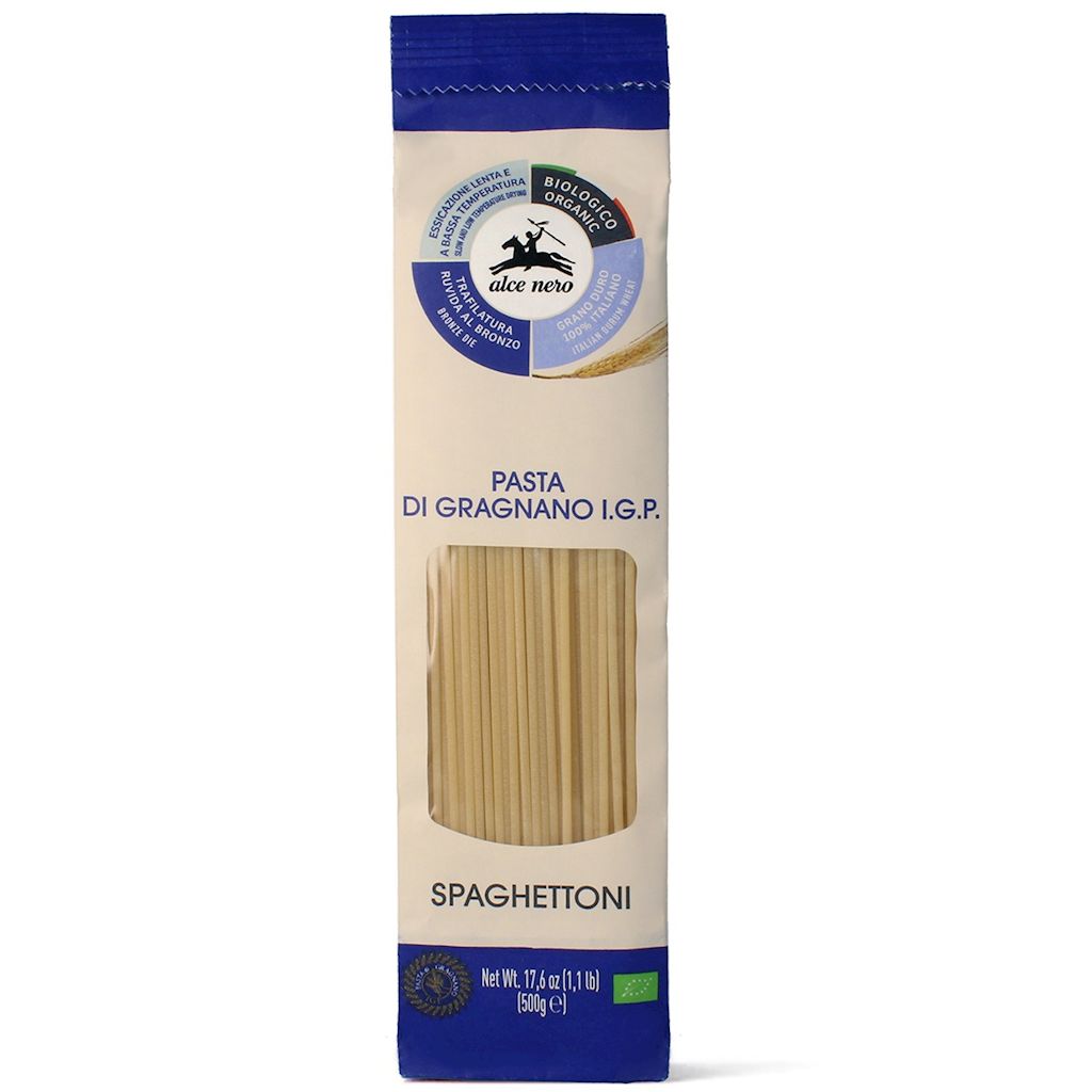 MAKARON (SEMOLINOWY - PASTA DI GRAGNANO) SPAGHETTONI BIO 500 g - ALCE NERO