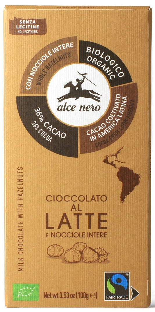 CZEKOLADA MLECZNA Z CAŁYMI ORZECHAMI LASKOWYMI FAIR TRADE BIO 100 g...