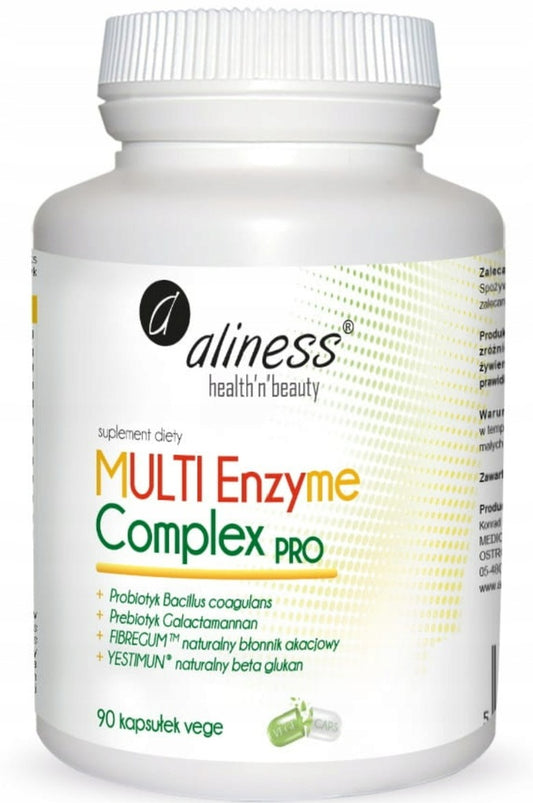 MULTI ENZYME COMPLEX PRO 90 kapsułek KOMPLEKS ENZYMÓW - TRAWIENIE - Aliness