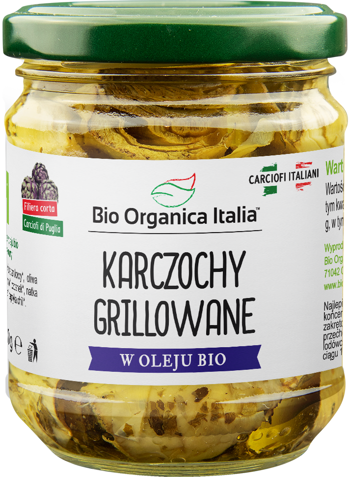 KARCZOCHY GRILLOWANE W OLEJU BIO 190 g (SŁOIK) - BIO ORGANICA ITALIA