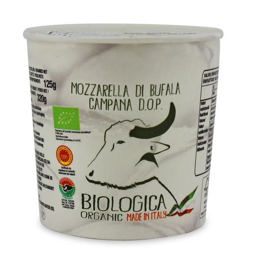 MOZZARELLA DI BUFALA (Z MLEKA BAWOLEGO) KULKA (W KUBECZKU) BIO 320 g...