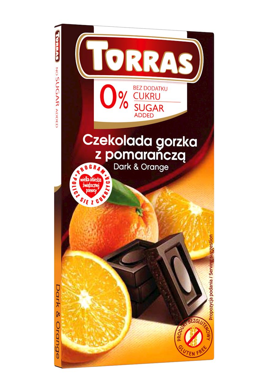 CZEKOLADA GORZKA Z POMARAŃCZĄ BEZ DODATKU CUKRÓW BEZGLUTENOWA 75 g...