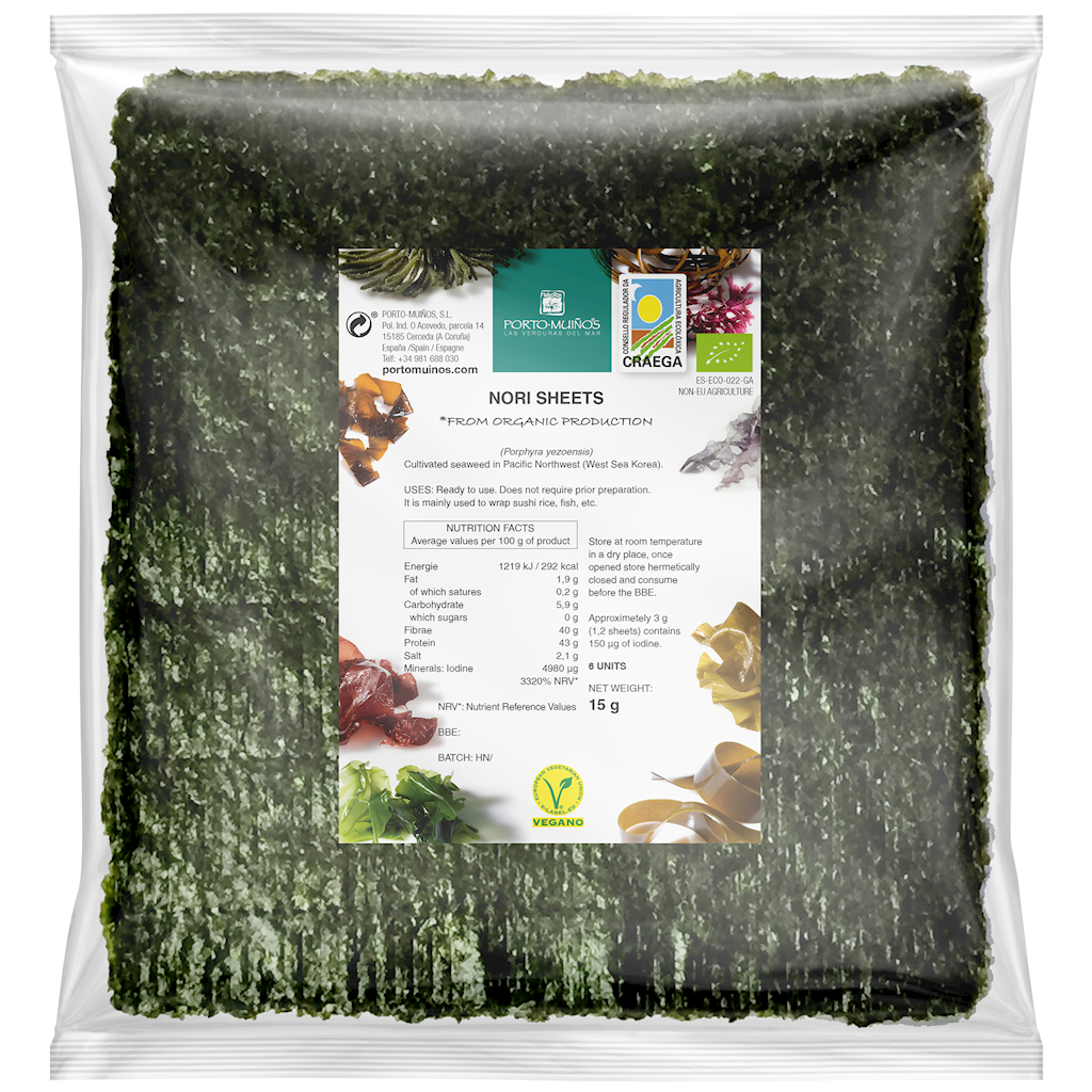 ALGI NORI PRAŻONE DO SUSHI BIO (6 szt) 15 g - PORTO MUINOS
