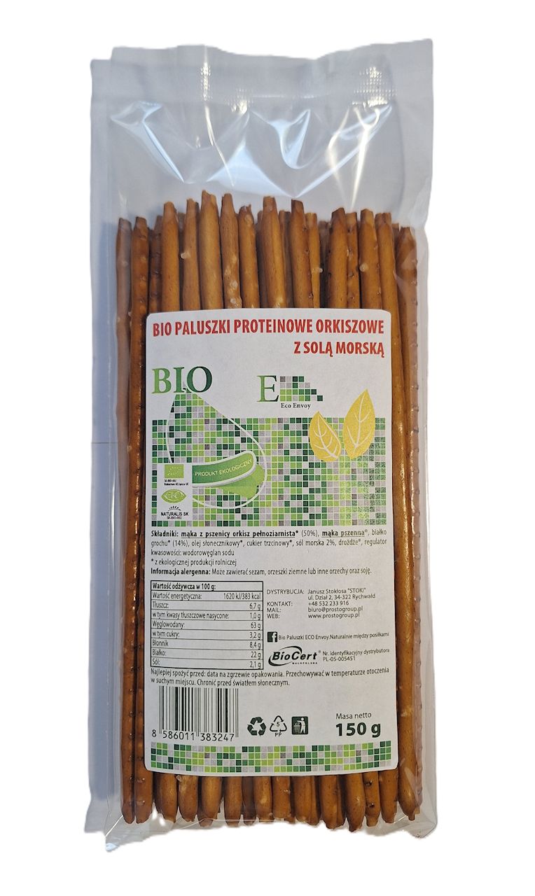 PALUSZKI PROTEINOWE ORKISZOWE PEŁNOZIARNISTE SOLONE BIO 150 g - ENVOY