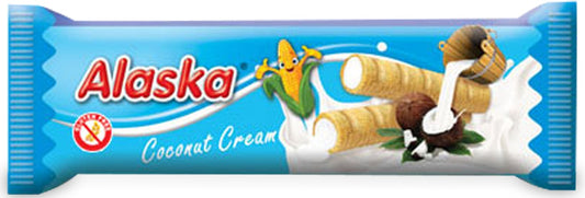 RURKI KUKURYDZIANE Z KREMEM O SMAKU KOKOSOWYM BEZGLUTENOWE 18 g - ALASKA
