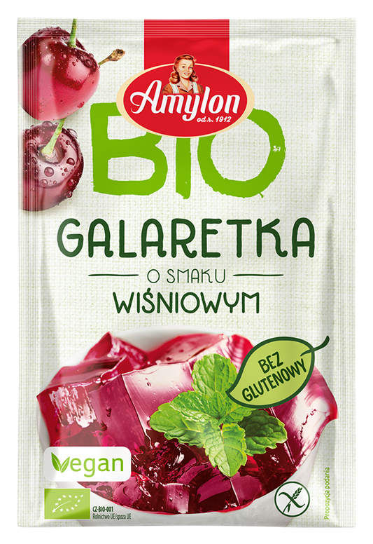 GALARETKA Z AGAREM O SMAKU WIŚNIOWYM BEZGLUTENOWA BIO 40 g - AMYLON