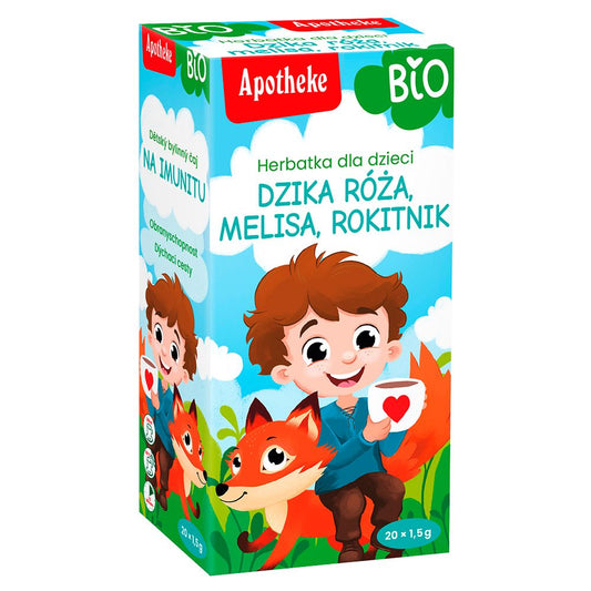 HERBATKA DLA DZIECI - DZIKA RÓŻA, MELISA I ROKITNIK BIO (20 x 1,5 g)...