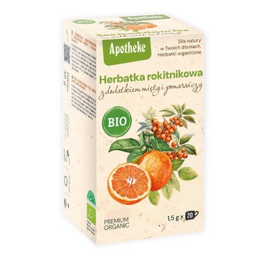 HERBATKA ROKITNIKOWA Z MIĘTĄ I POMARAŃCZĄ BIO (20 x 1,5 g) 30 g...