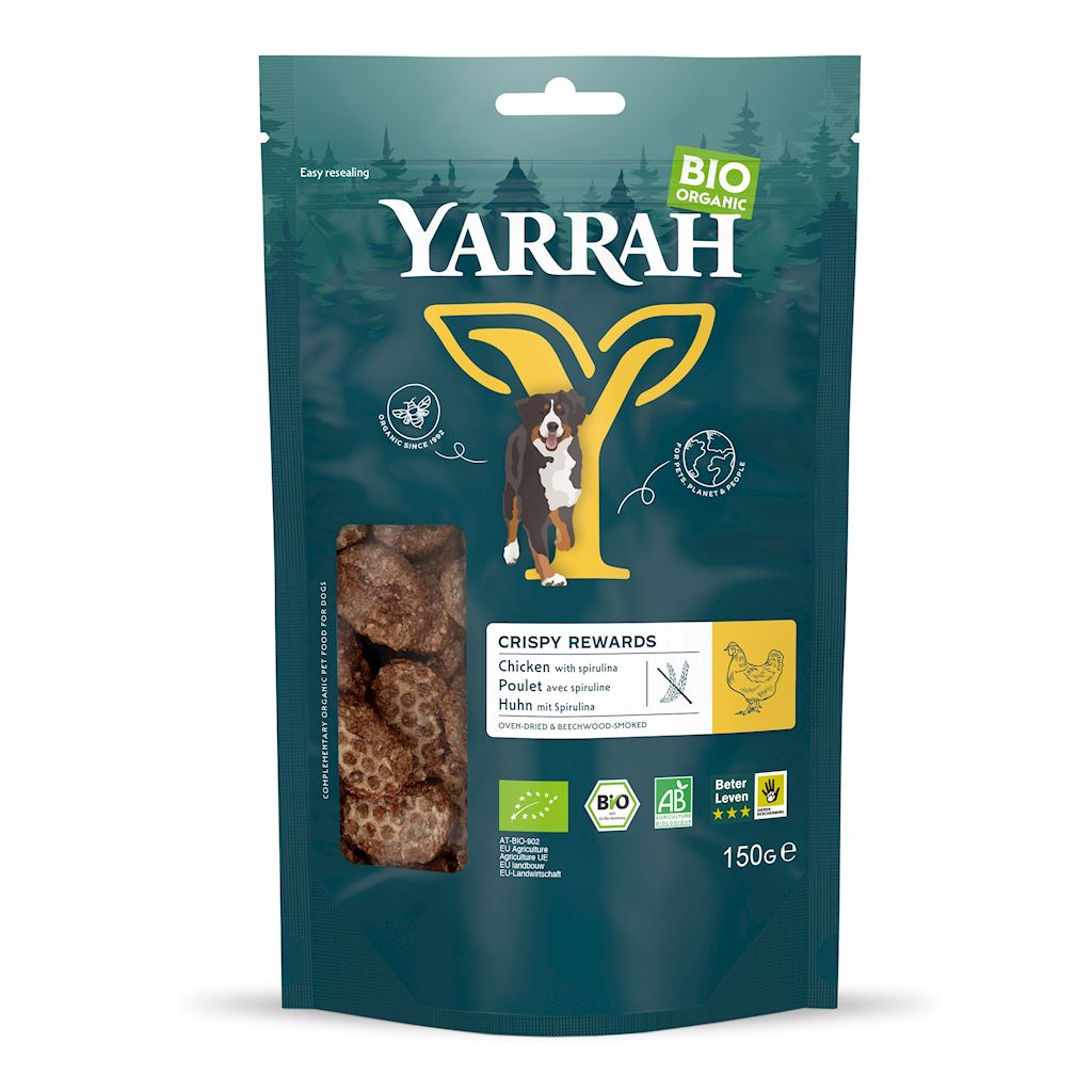 (DLA PSA) PRZYSMAK - KĄSKI Z KURCZAKIEM I SPIRULINĄ BIO 150 g - YARRAH