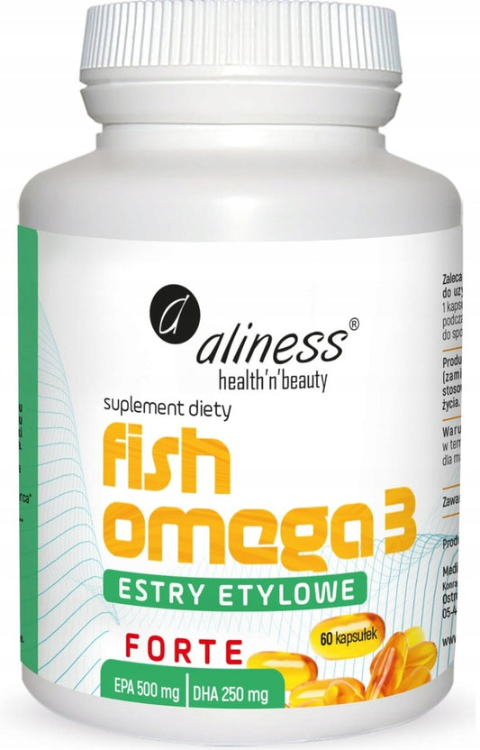 Omega 3 FISH ESTRY 500/250 mg 60 Kapsułek Mózg Serce Wzrok - Aliness